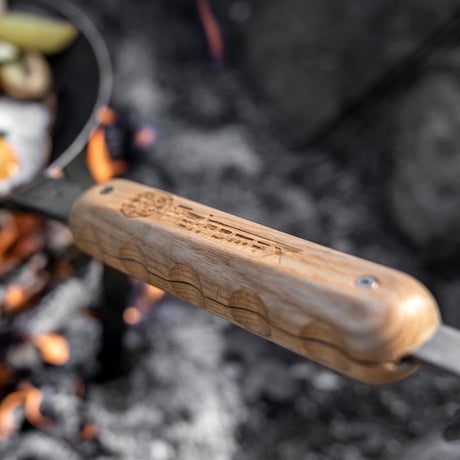 Wooden handle wrought iron pans